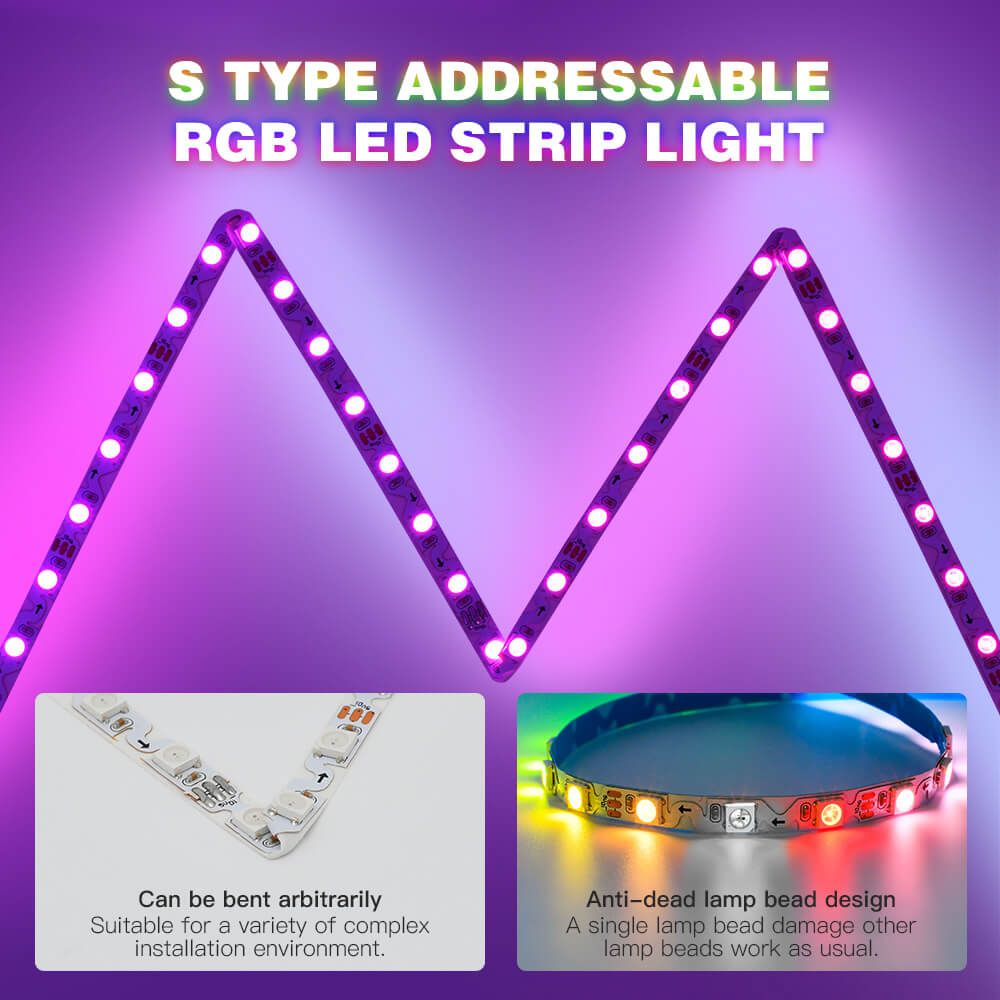 S-type LED Strip built-in IC WS2812B illumination strip 60LEDs/M DC5V/DC12V - 6