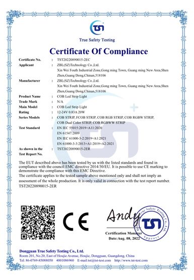 COB CE EMC Certification