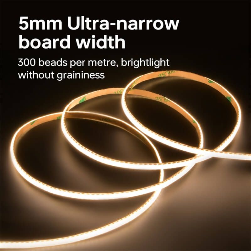 High luminous efficiency SMD2835 LED Strip 300LEDs/m 5mm 3000K DC36V - 3
