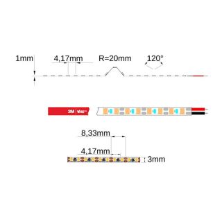 3mm Ultra Narrow LED Strip Light – SMD2216 240 LEDs/m, 6500K, CRI90, DC24V, 5W/m, 5m Roll - 1