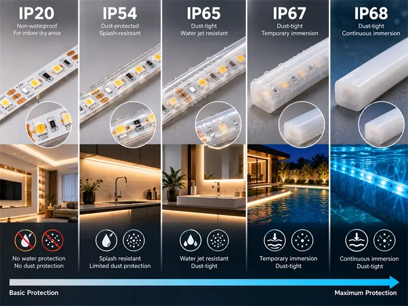 Waterproof custom LED strip construction options
